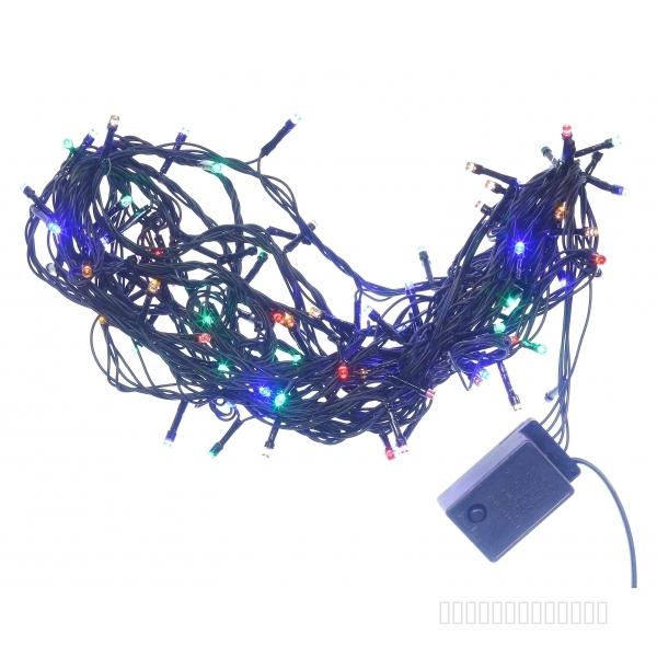 Электрогирлянда комнатная, L 10,5 м, 100 разноцветных LED ламп 4W, 8 реж.свеч., шнур зеленый 1,5 м I