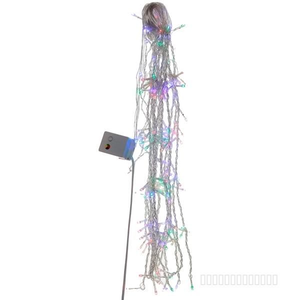 Гирлянда комнатная (бахрома) (160 LED, 8 режим свечения, шнур прозрач. 1,5м, разноцветн.,5W), L2 H1м