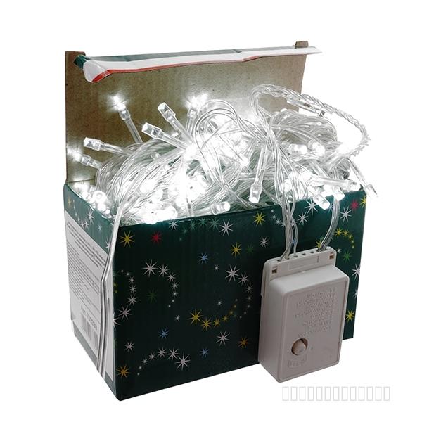 Электрогирлянда комнатная, L10,5 м, 100 белых LED ламп 5,5W, 8 реж.свеч, шнур прозрачный 1,5 м, IP20