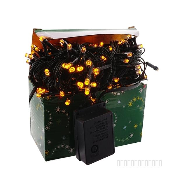 Электрогирлянда комнатная, L 14,5 м, 140 желтых LED ламп 5,5 W, 8 реж.свеч, шнур зеленый 1,5 м, IP20