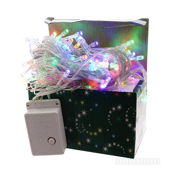 Электрогирлянда комнатная, L14,5м, 140 разноцветных LED ламп 5,5W, 8 реж.свеч, шнур зел. 1,5 м, IP20